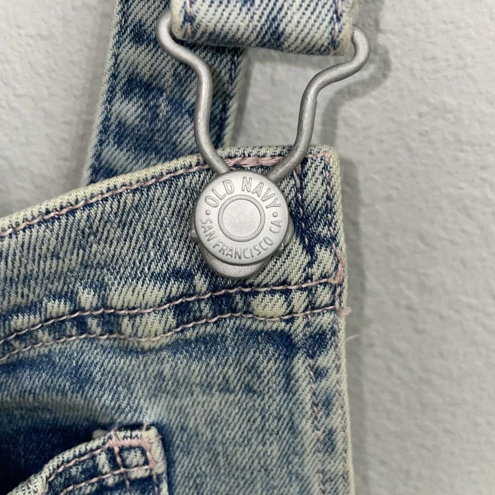 Old Navy Vintage Y2K Denim Bib Overalls Girls L‎ 10 Blue Light Wash Relaxed